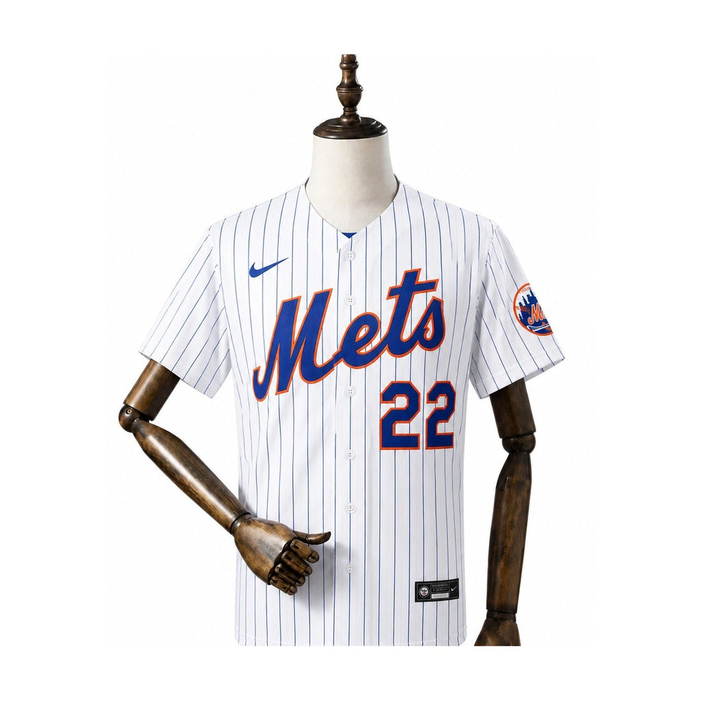 New York Mets MLB – Camisa Oficial Primeira (Home) frente manequim fundo branco