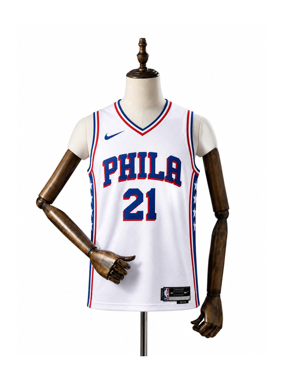 Camiseta NBA Philadelphia 76ers - 2ª Camisa (Away) frente manequim fundo branco padronizada
