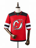 New Jersey Devils NHL Jersey – Home & Away frente real web manequim fundo branco