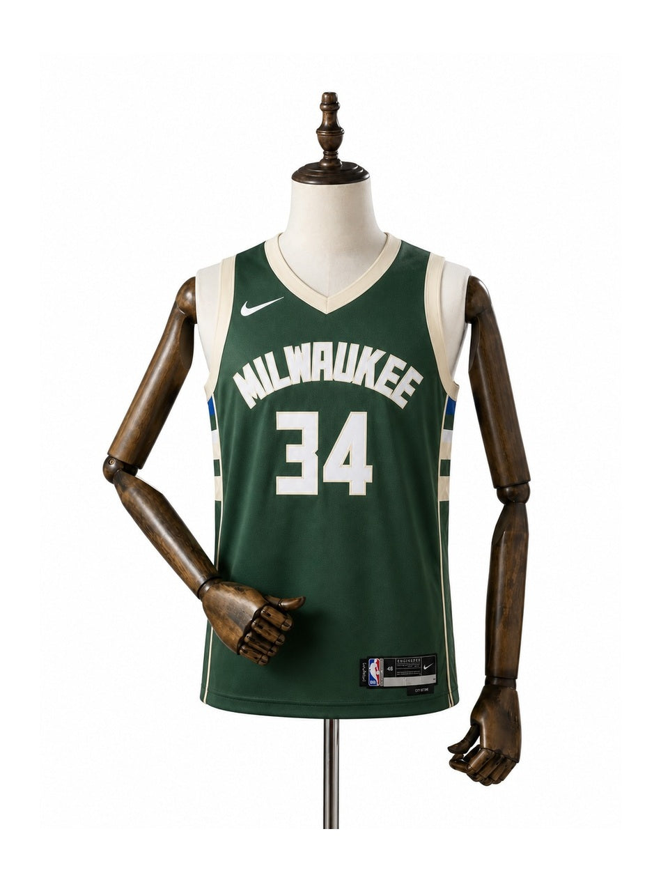 Camiseta NBA Milwaukee Bucks - 2ª Camisa (Away) frente manequim fundo branco padronizada
