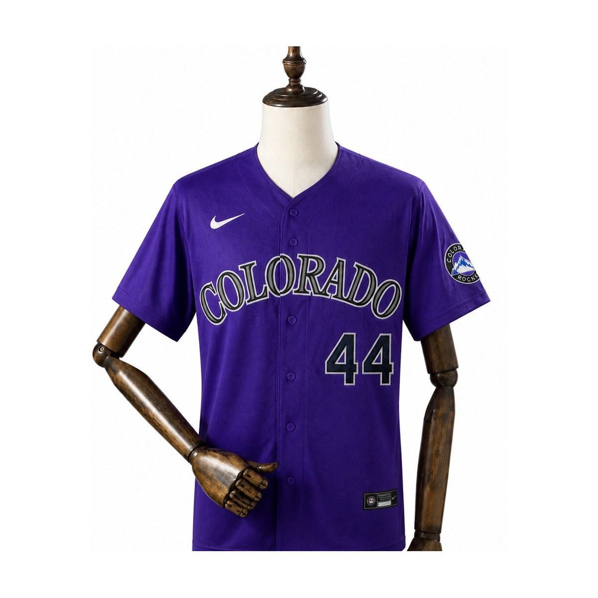 Colorado Rockies MLB – Camisa Oficial Segunda (Away) frente manequim fundo branco