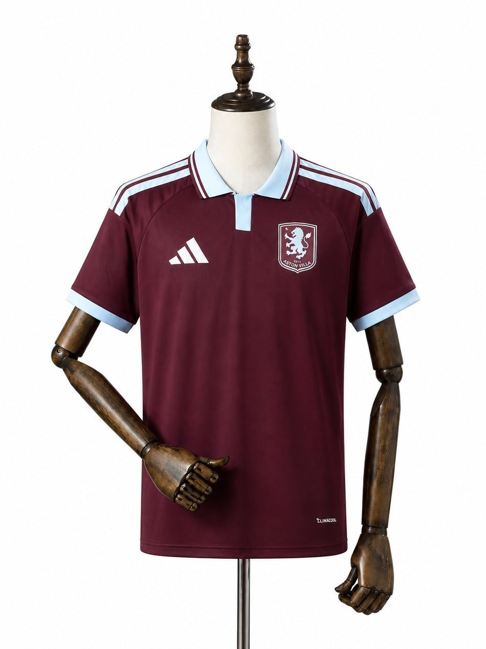 Camisa Aston Villa - 1º Uniforme Torcedor 2026/27 frente manequim fundo branco
