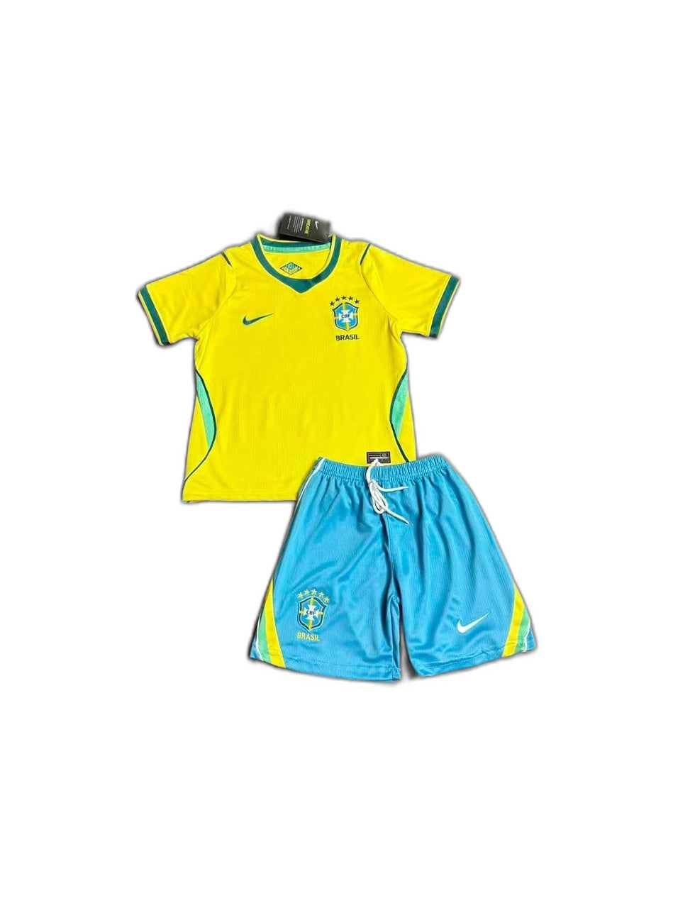 Camisa 2026 Brazil Home Infantil frente fundo branco