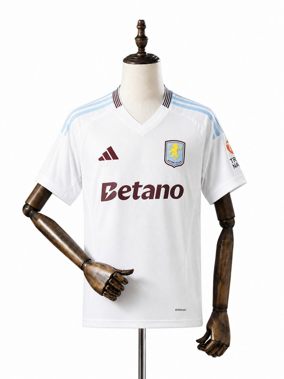 Camisa Aston Villa - 2º Uniforme Torcedor 2024/25 frente manequim fundo branco