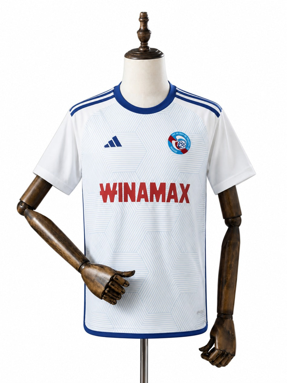 Camisa Strasbourg - 2º Uniforme Torcedor 2023/2024 frente manequim fundo branco