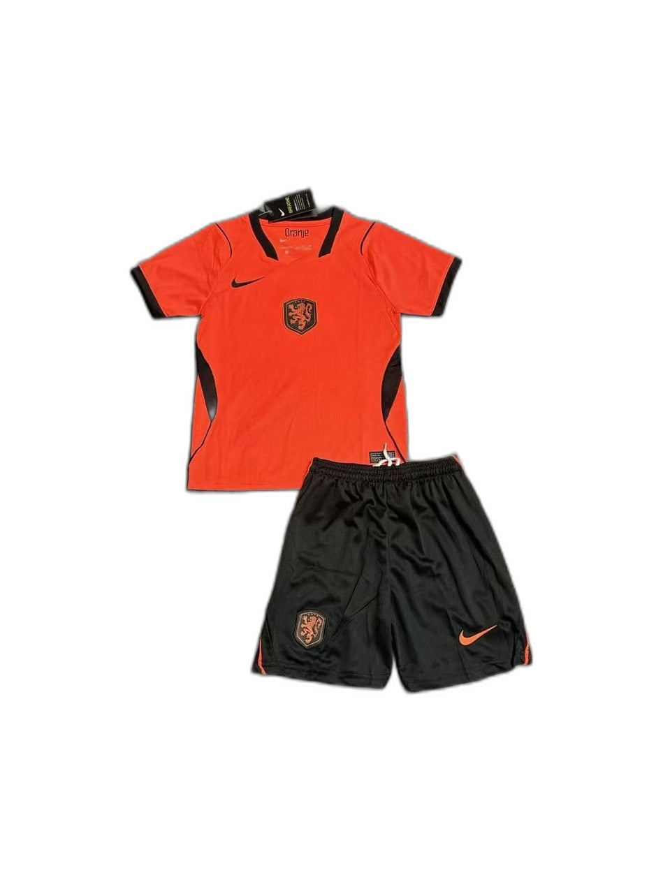 Camisa 2026 Netherlands Home Infantil frente fundo branco
