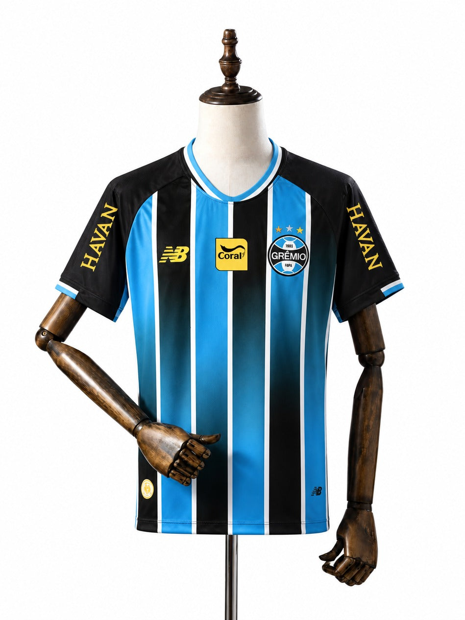 Camisa Grêmio – 1º Uniforme Jogador 2026 frente manequim fundo branco padronizada