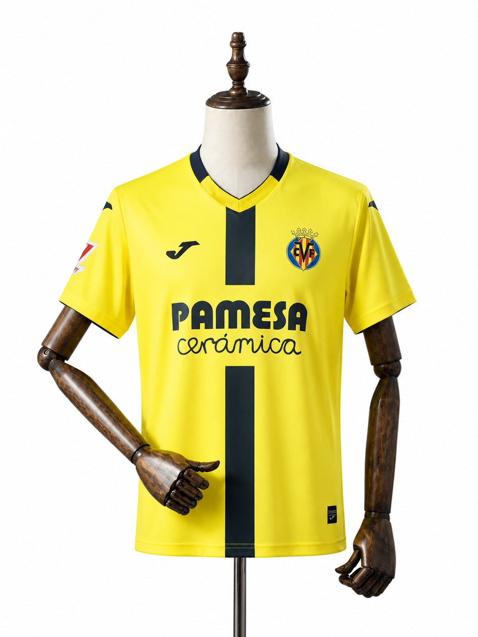 Camisa Villarreal - 1º Uniforme Torcedor 2025/26 frente manequim fundo branco