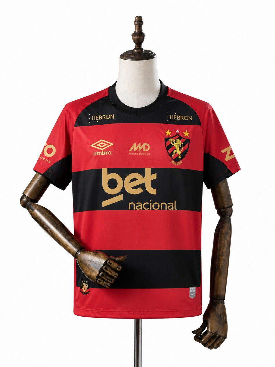 Camisa Sport Recife - 1º Uniforme Jogador 2025/2026 frente manequim fundo branco