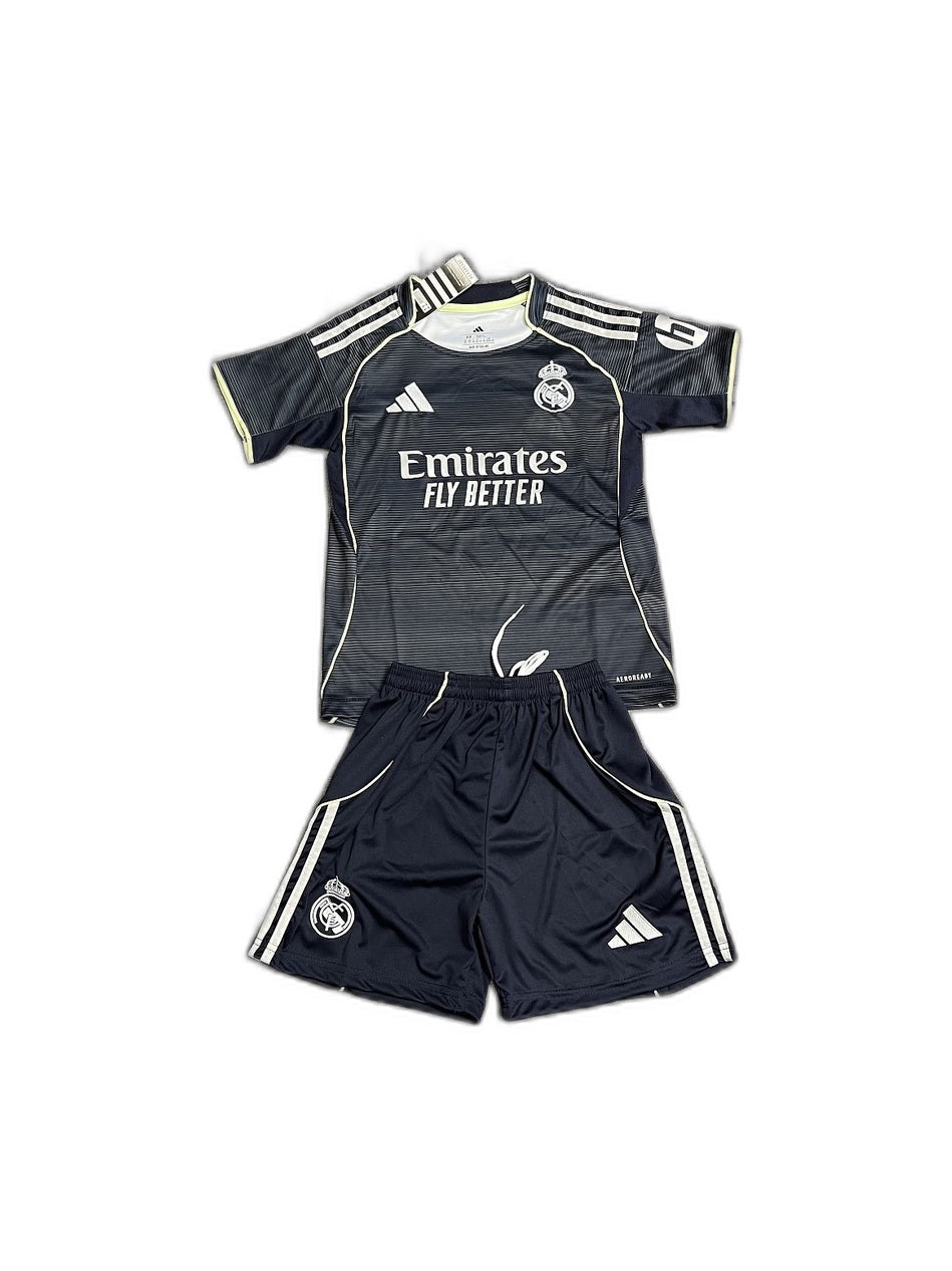 Camisa 2025-26 Real Madrid away jersey Infantil frente fundo branco