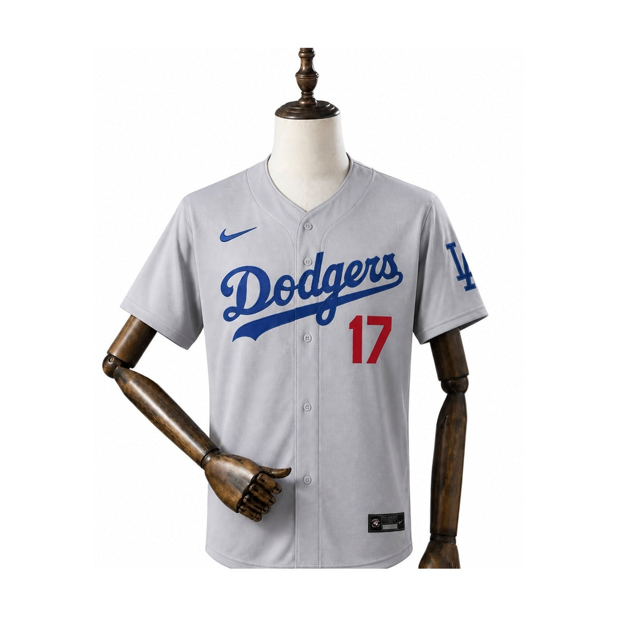 Los Angeles Dodgers MLB – Camisa Oficial Segunda (Away) frente manequim fundo branco