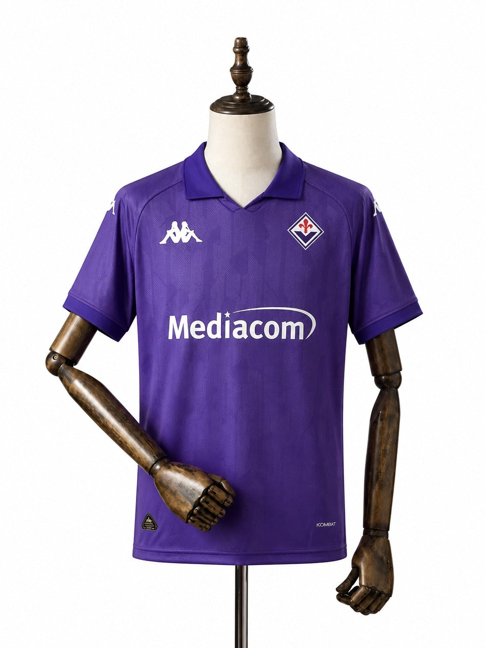 Camisa Fiorentina - 1º Uniforme Torcedor 2024/25 frente manequim fundo branco