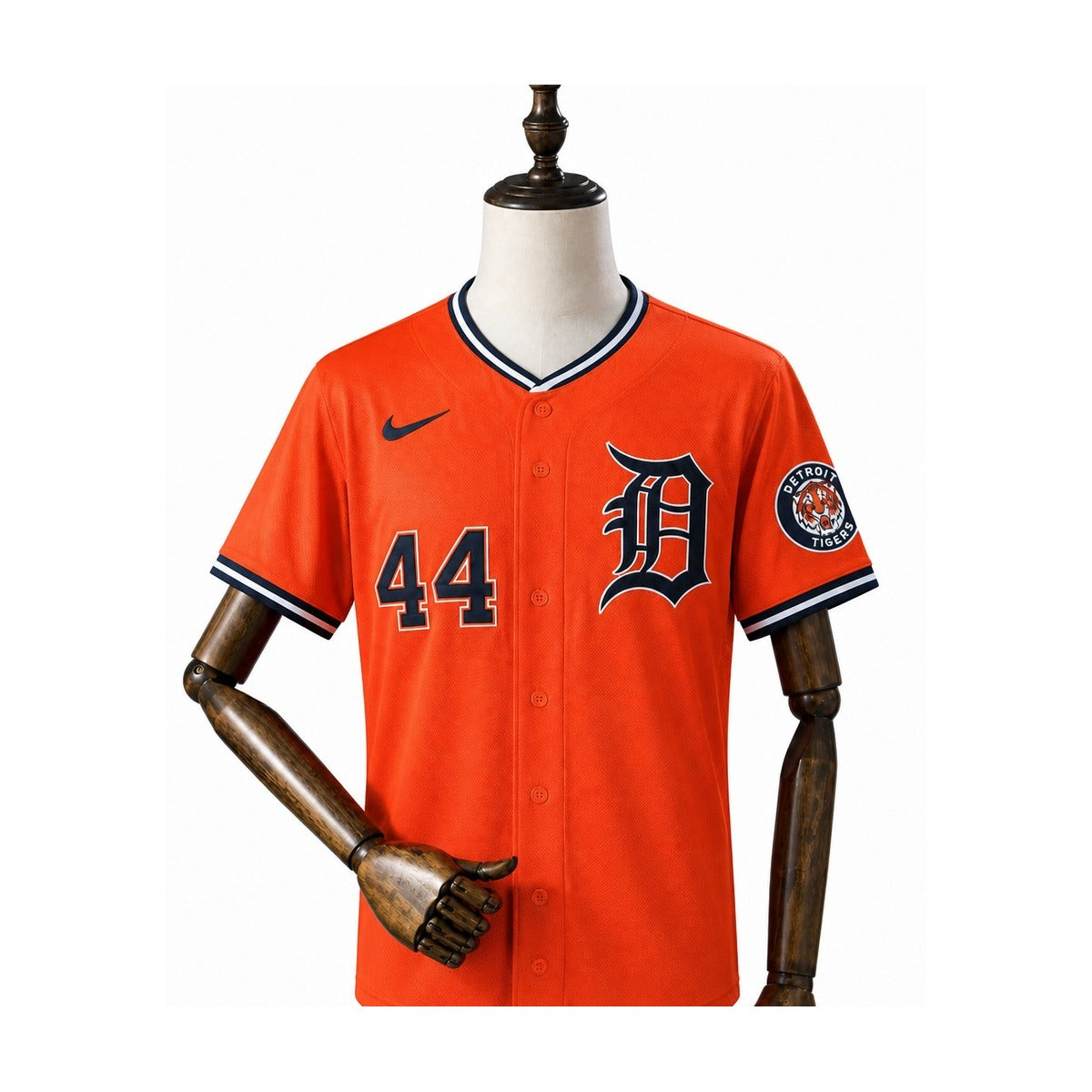 Detroit Tigers MLB – Camisa Oficial Segunda (Away) frente manequim fundo branco