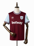 Camisa West Ham - 1º Uniforme Torcedor 2024/25 frente manequim fundo branco