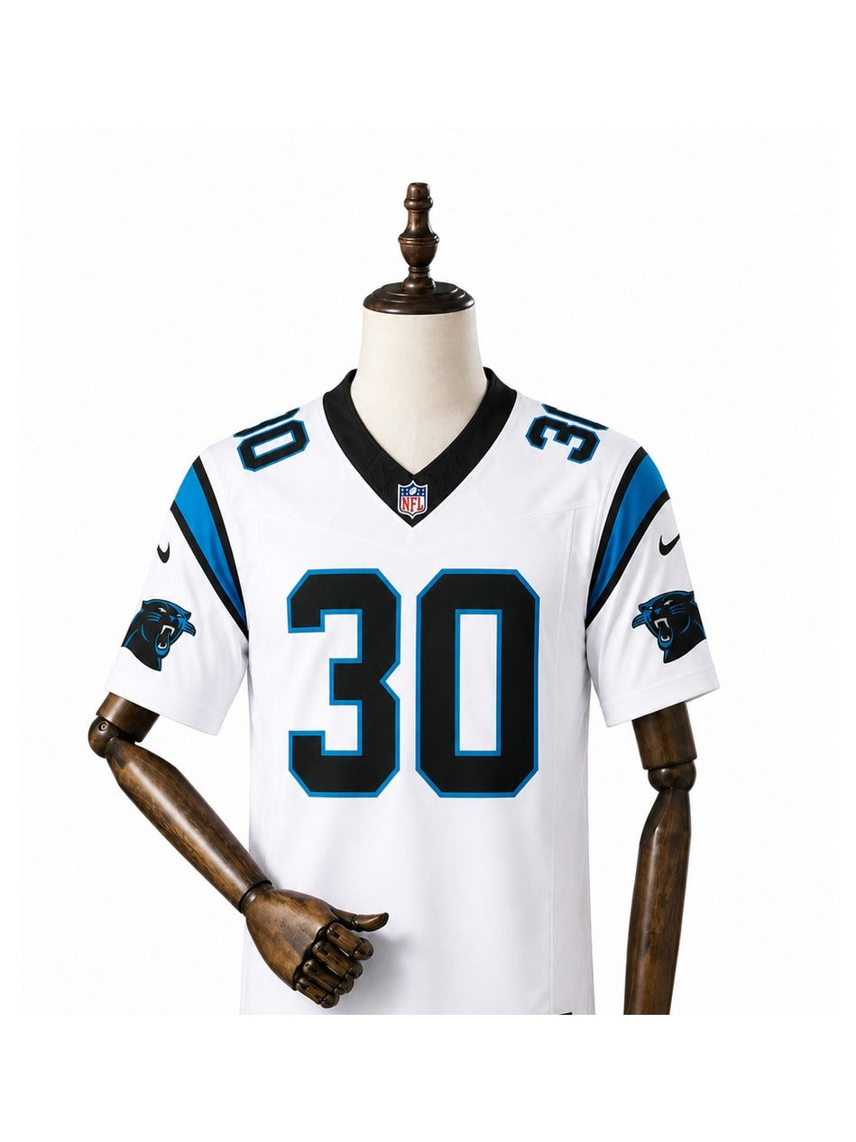 Camisa Carolina Panthers Away (Visitante) NFL frente manequim fundo branco