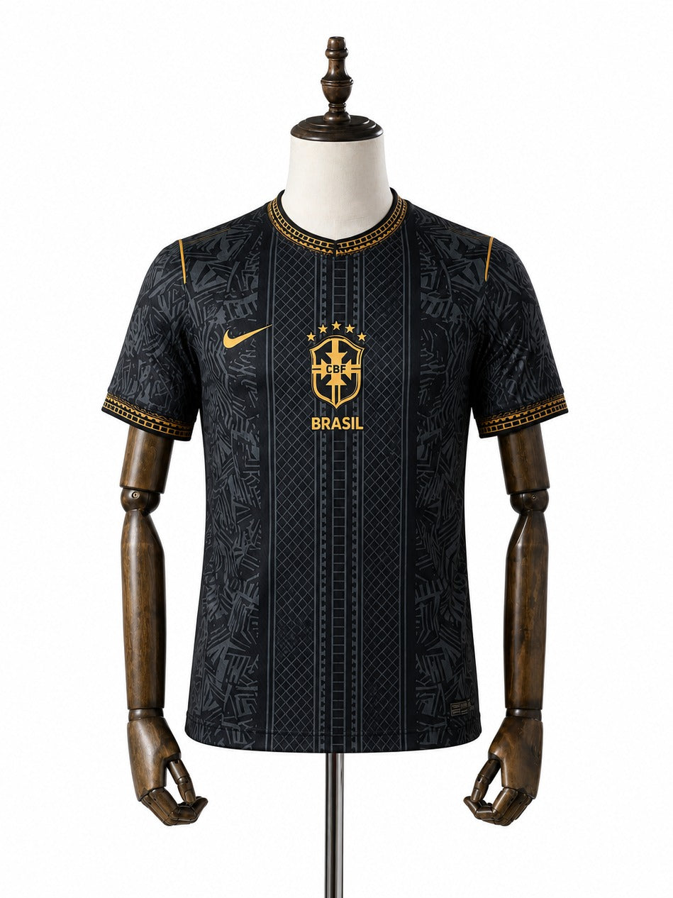 Brazil National Team Black Special Edition Jersey 2026 frente manequim fundo branco