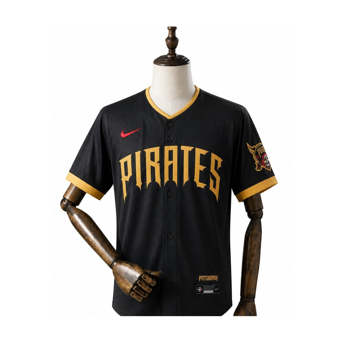Pittsburgh Pirates MLB – Camisa Oficial Segunda (Away) frente manequim fundo branco