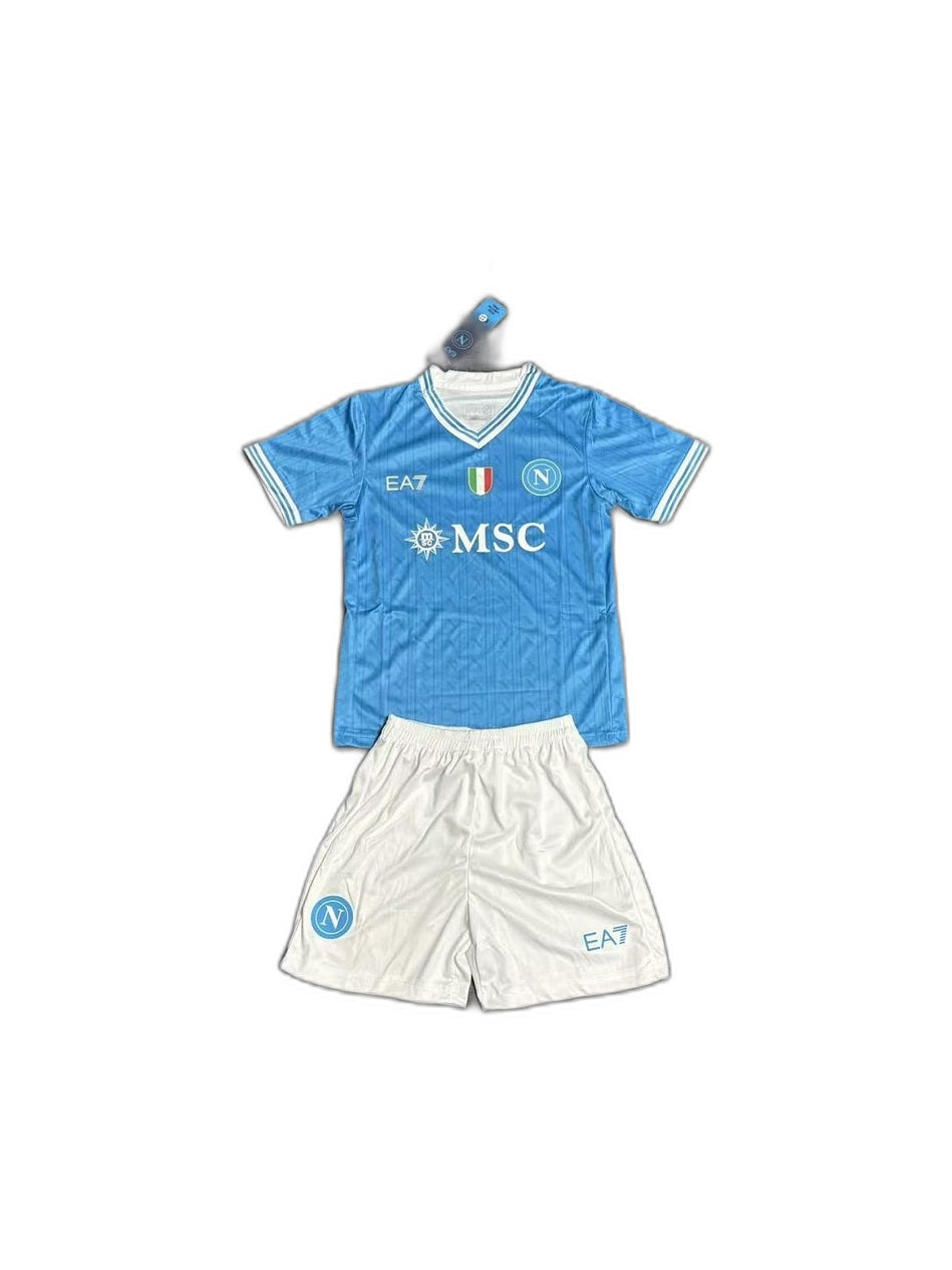 Camisa 2025-26 Napoli Home Infantil frente fundo branco