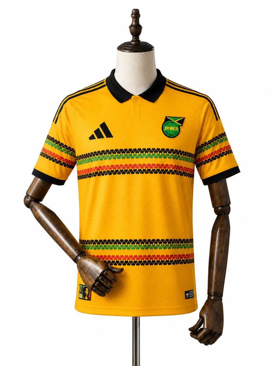 Camisa Seleção Jamaica 1 uniforme 2026 manequim fundo branco