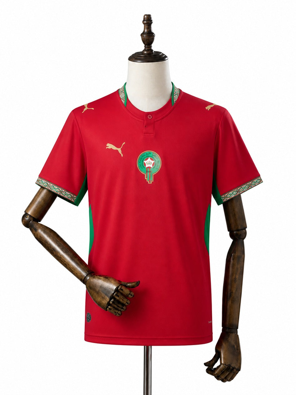 Camisa Seleção Marrocos 1 uniforme  2026 frente manequim fundo branco