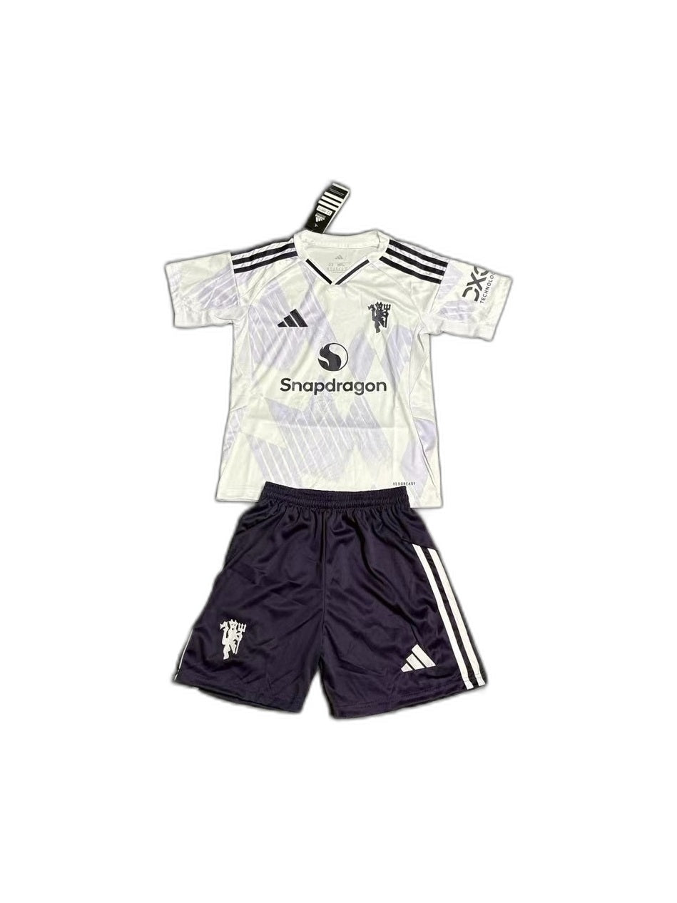 Camisa 2025-26 Manchester United Away Infantil frente fundo branco