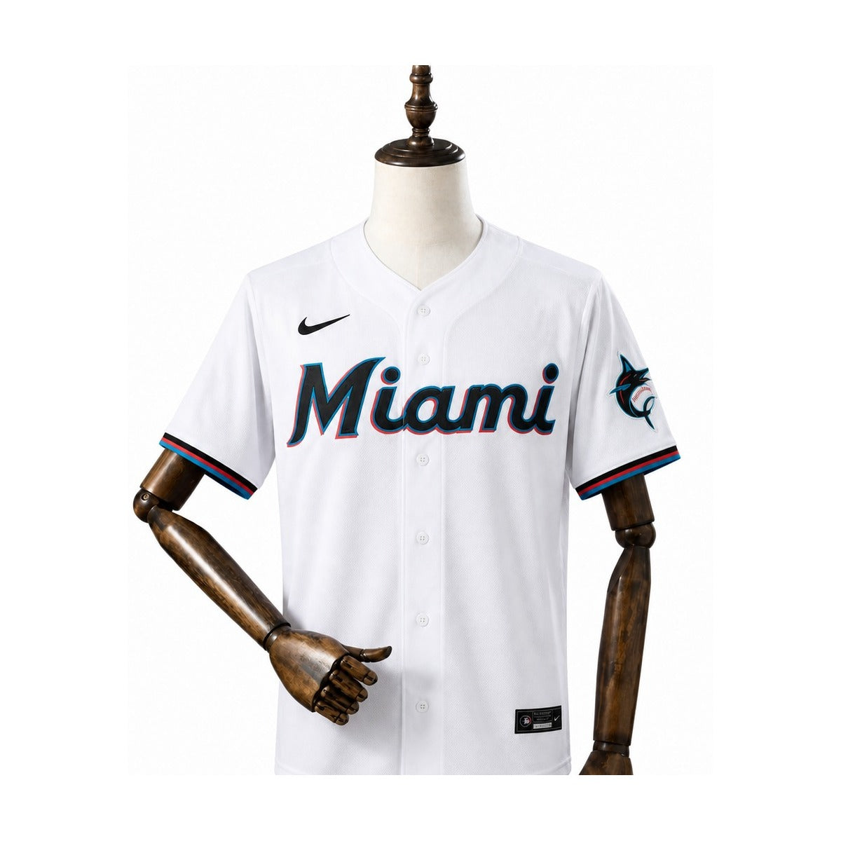 Miami Marlins MLB – Camisa Oficial Primeira (Home) frente manequim fundo branco