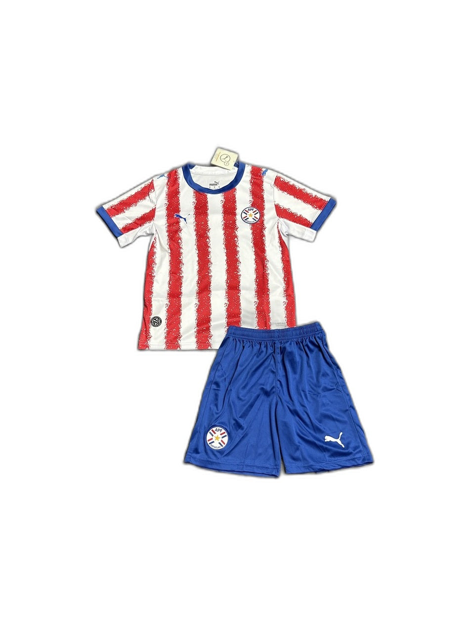 Camisa 2026-27 Paraguay Home Infantil frente fundo branco
