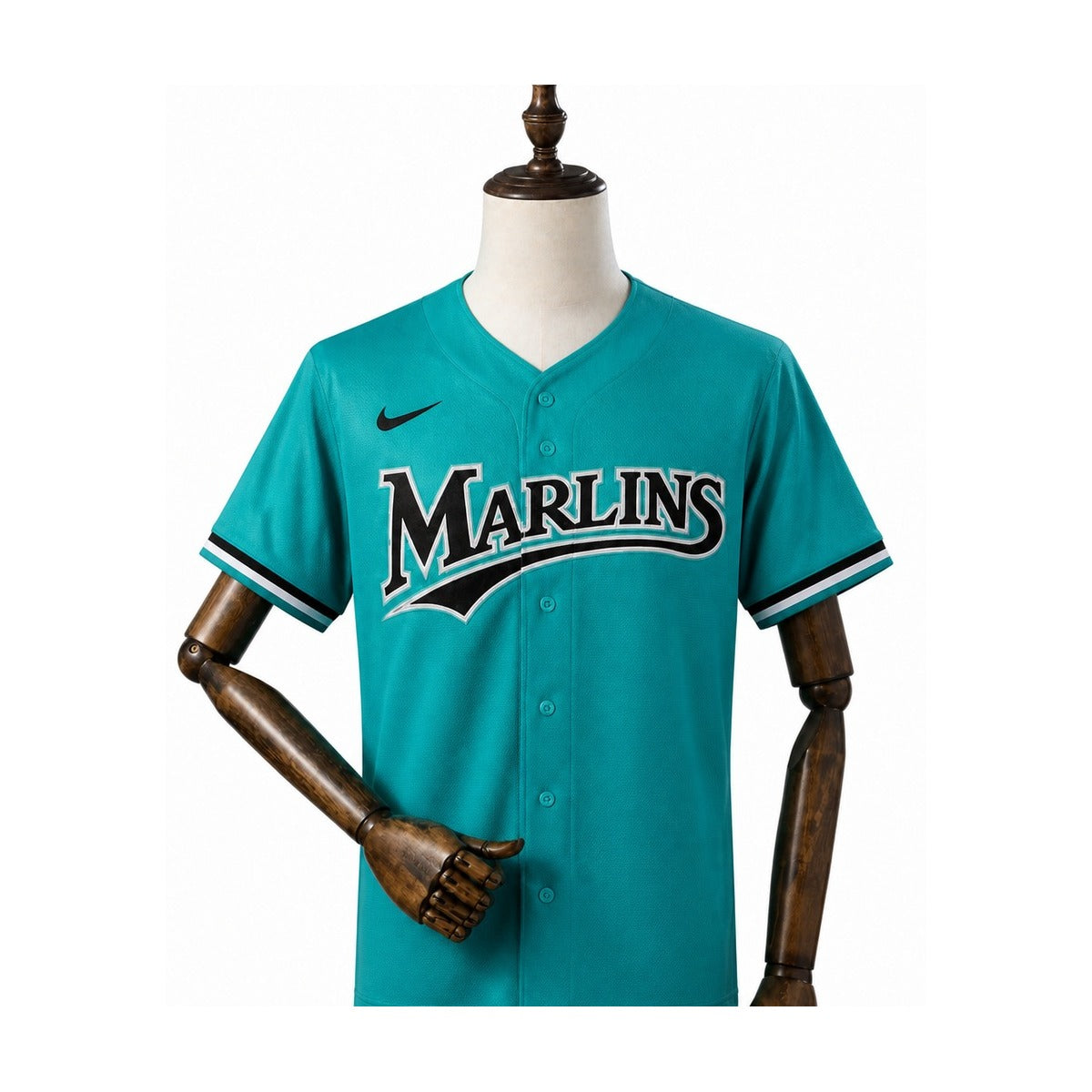 Miami Marlins MLB – Camisa Oficial Segunda (Away) frente manequim fundo branco