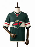 Minnesota Wild NHL Jersey – Home & Away frente real web manequim fundo branco