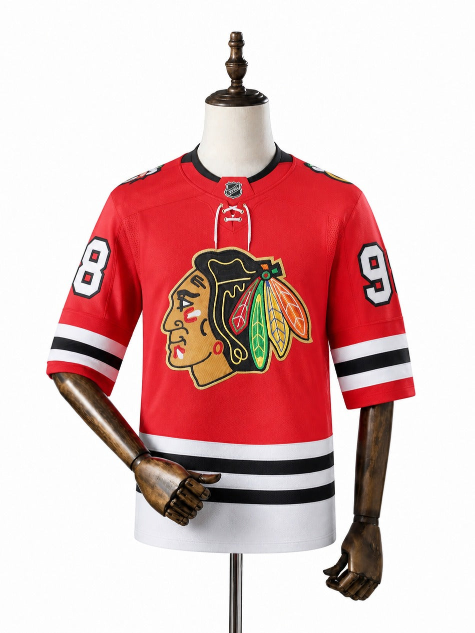 Chicago Blackhawks NHL Jersey – Home & Away frente real web manequim fundo branco