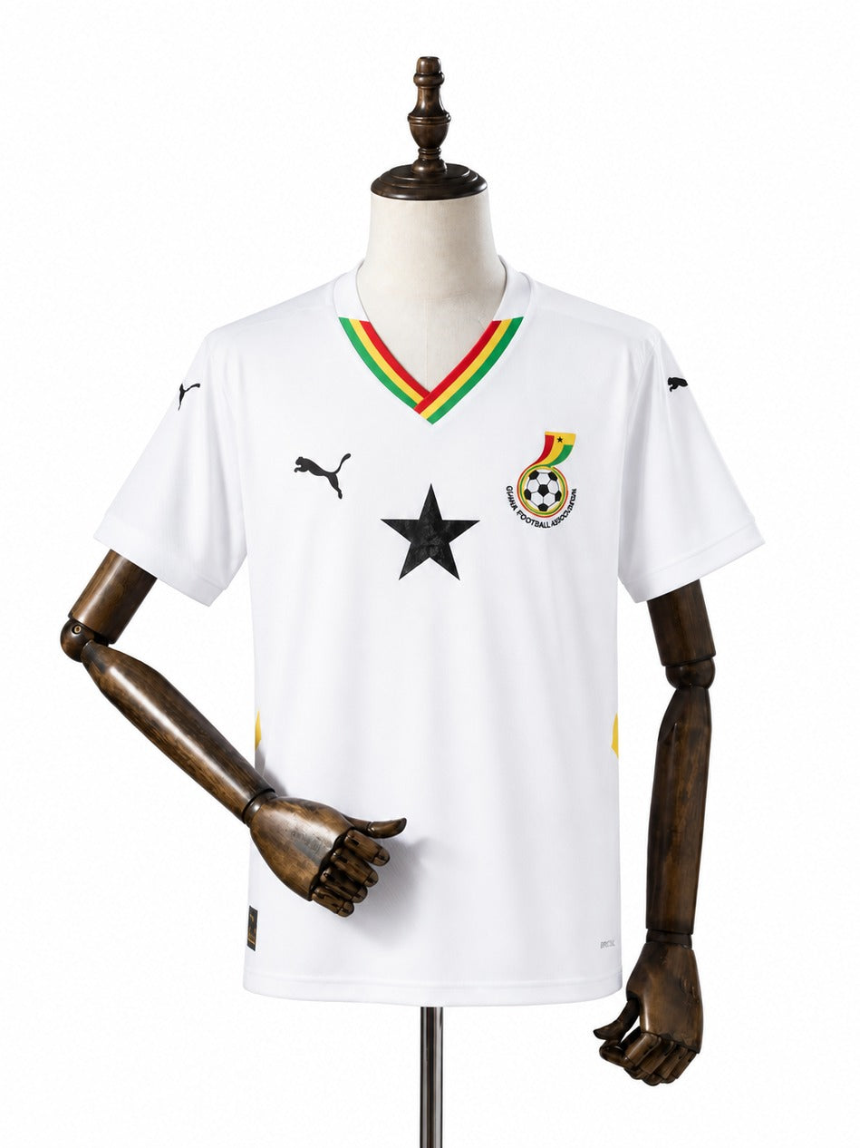 Camisa Seleção Gana - 1º Uniforme Torcedor 2026 frente manequim fundo branco