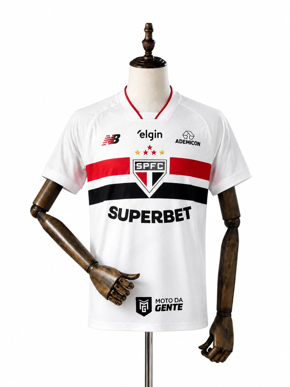 São Paulo 2026/27 Home Player Version Jersey front wood mannequin white background