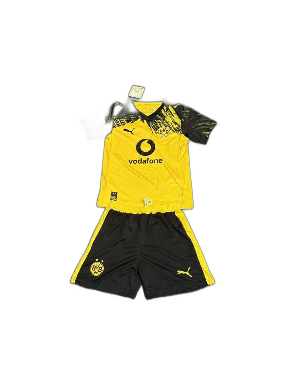 Camisa 2025-26 Dortmund Home Infantil frente fundo branco