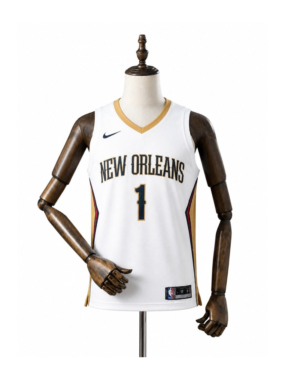 Camiseta NBA New Orleans Pelicans - 1ª Camisa (Home) frente manequim fundo branco padronizada