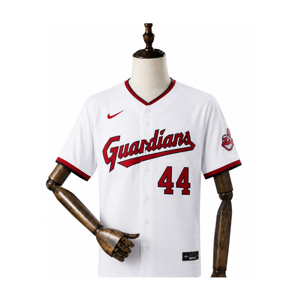 Cleveland Guardians MLB – Camisa Oficial Primeira (Home) frente manequim fundo branco