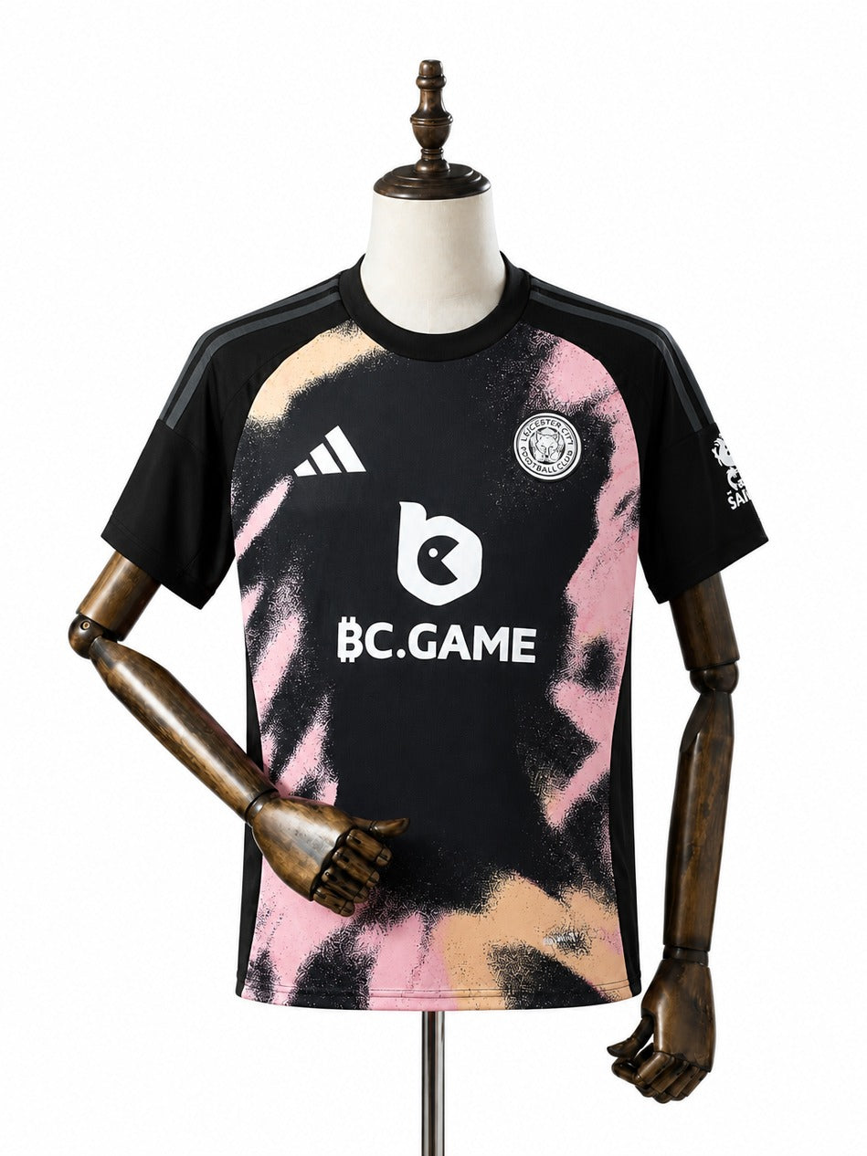 Camisa Leicester City - 2º Uniforme Torcedor 2024/25 frente manequim fundo branco