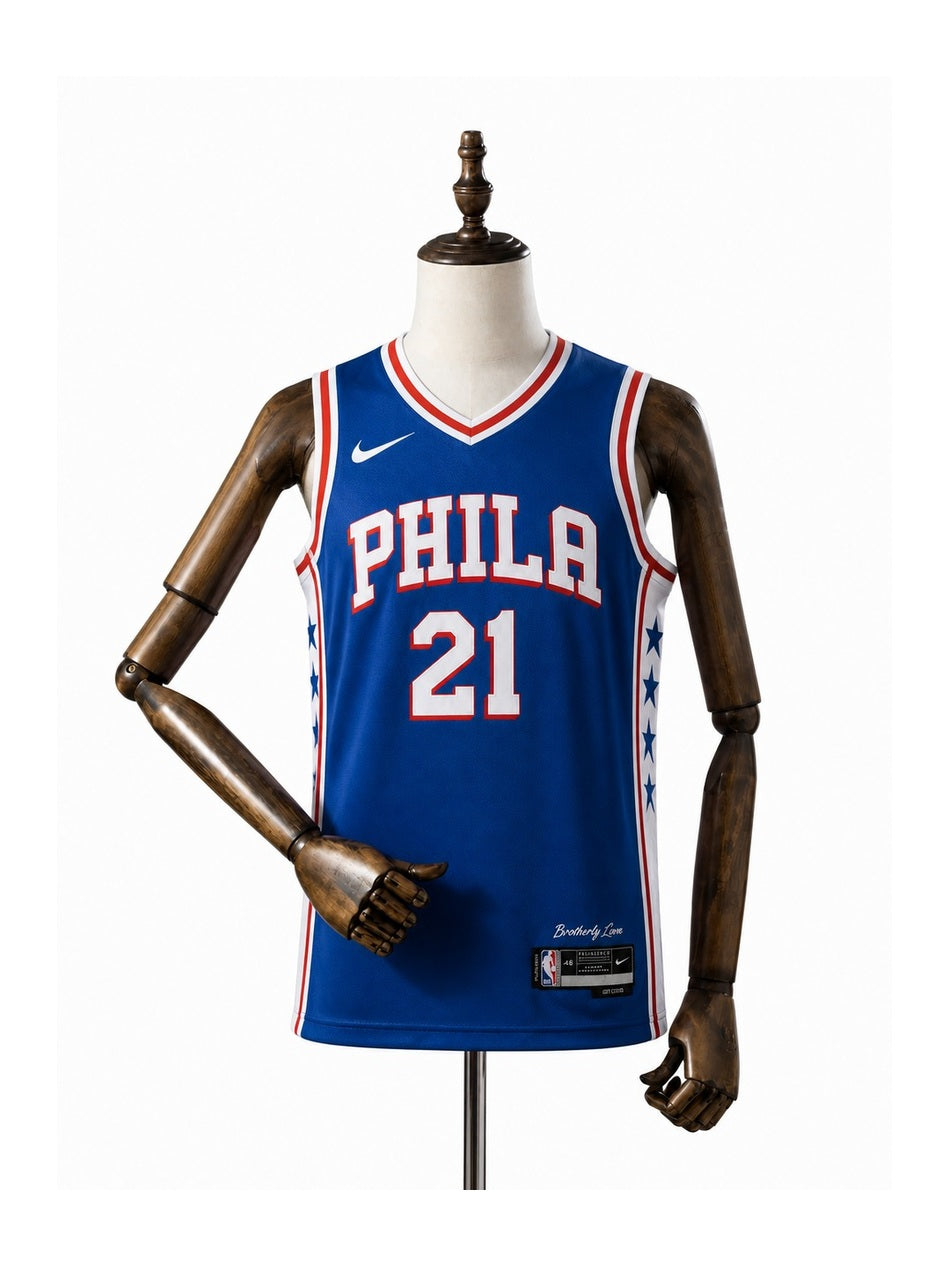 Camiseta NBA Philadelphia 76ers - 1ª Camisa (Home) frente manequim fundo branco padronizada
