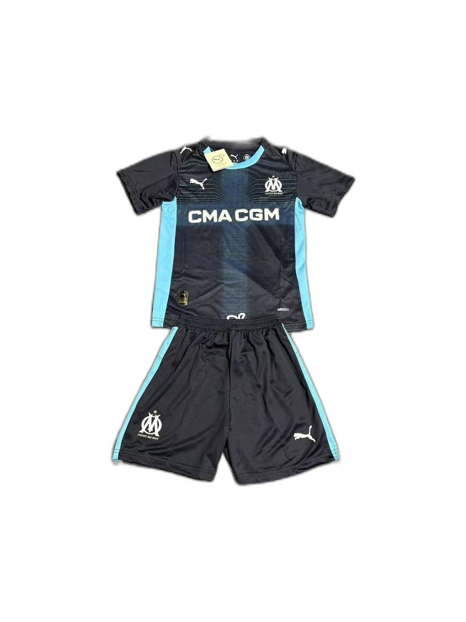Camisa 2025-26 Marseille Away Infantil frente fundo branco