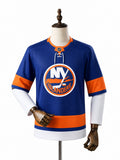 New York Islanders NHL Jersey – Home & Away frente real web manequim fundo branco