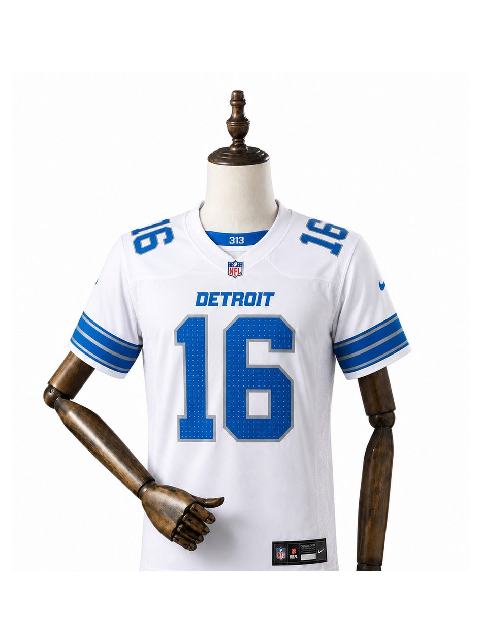 Camisa Detroit Lions Away (Visitante) NFL frente manequim fundo branco