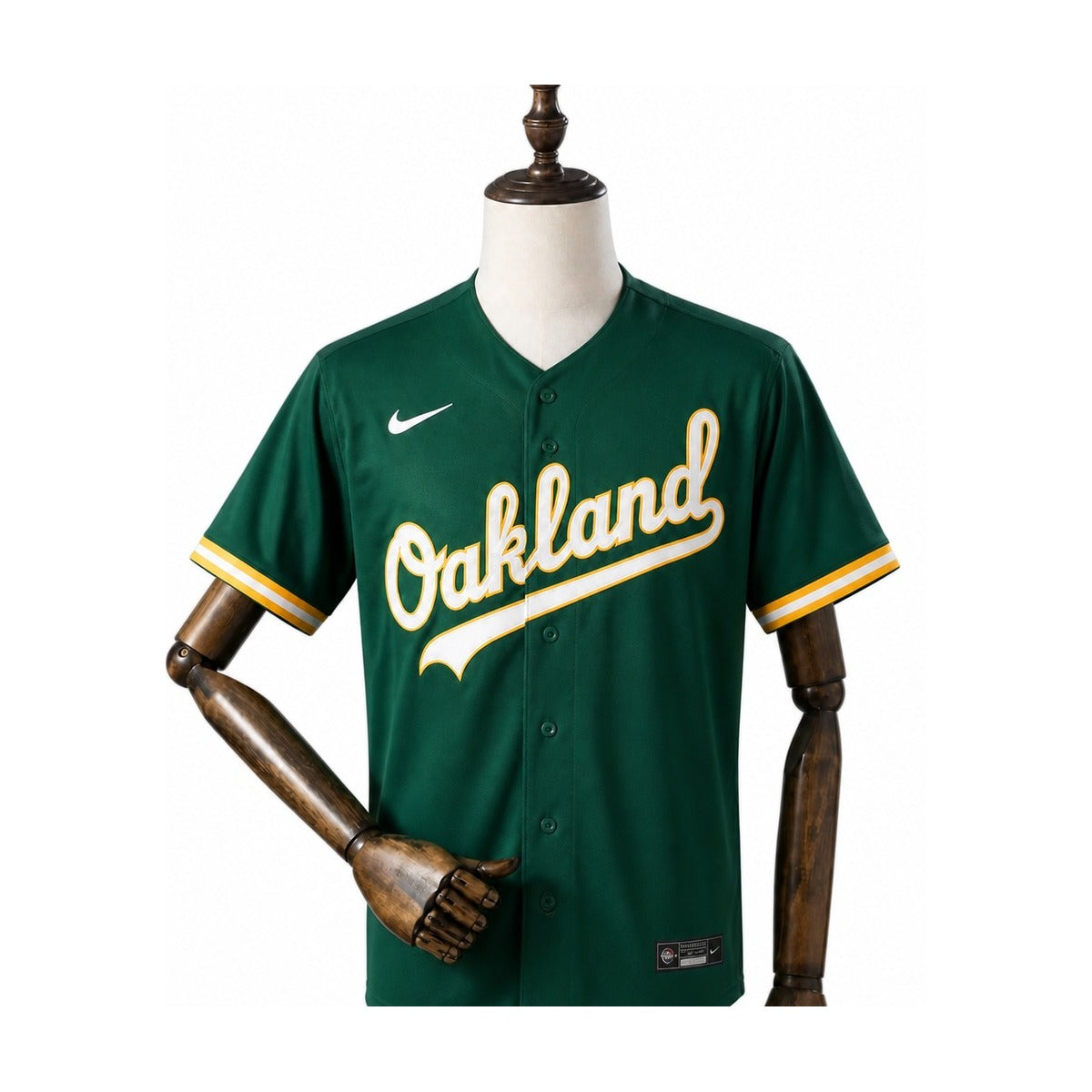Oakland Athletics MLB – Camisa Oficial Segunda (Away) frente manequim fundo branco