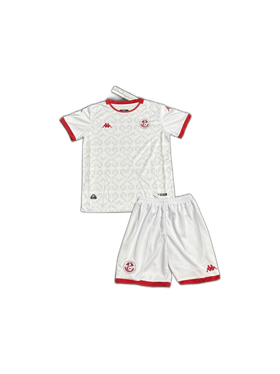 Camisa 2026Tunisia away Infantil frente fundo branco