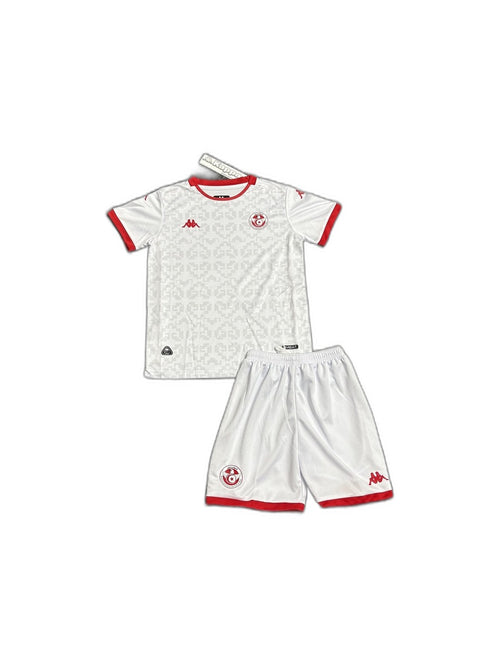 Camisa 2026Tunisia away Infantil frente fundo branco