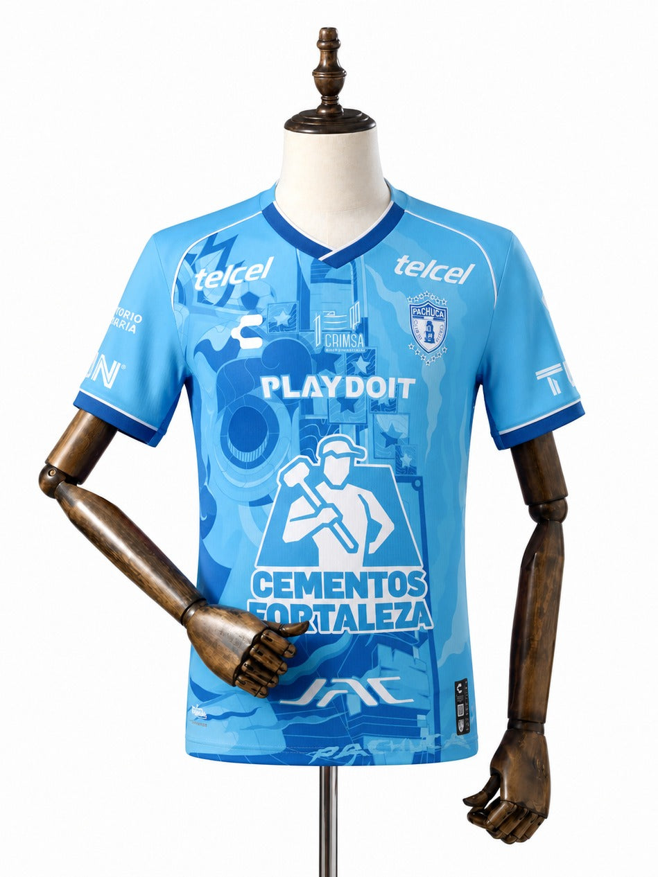 Camisa Pachuca - 3º Uniforme Torcedor 2024/2025 frente manequim fundo branco