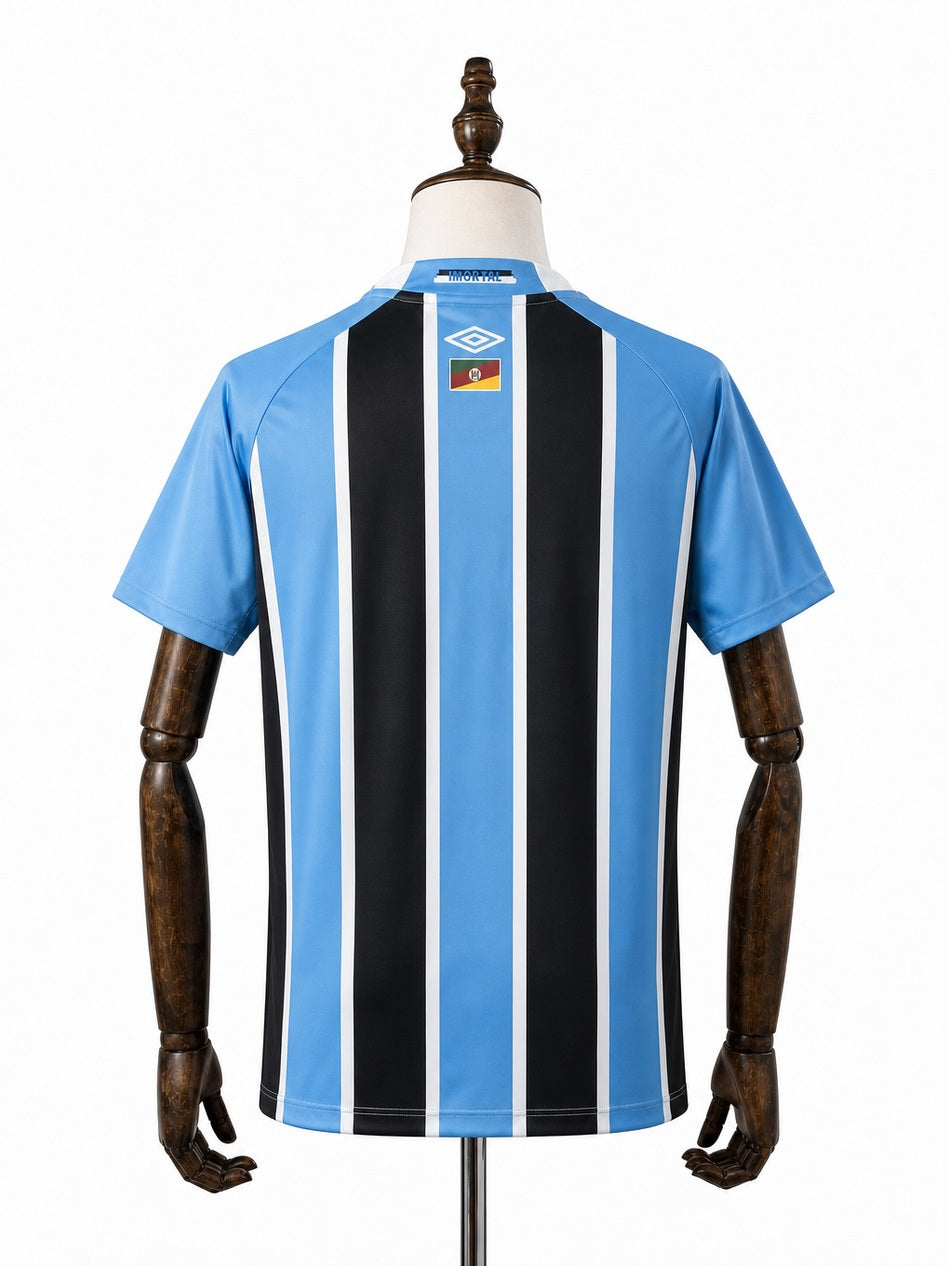 Grêmio Home football jersey back wood mannequin white background