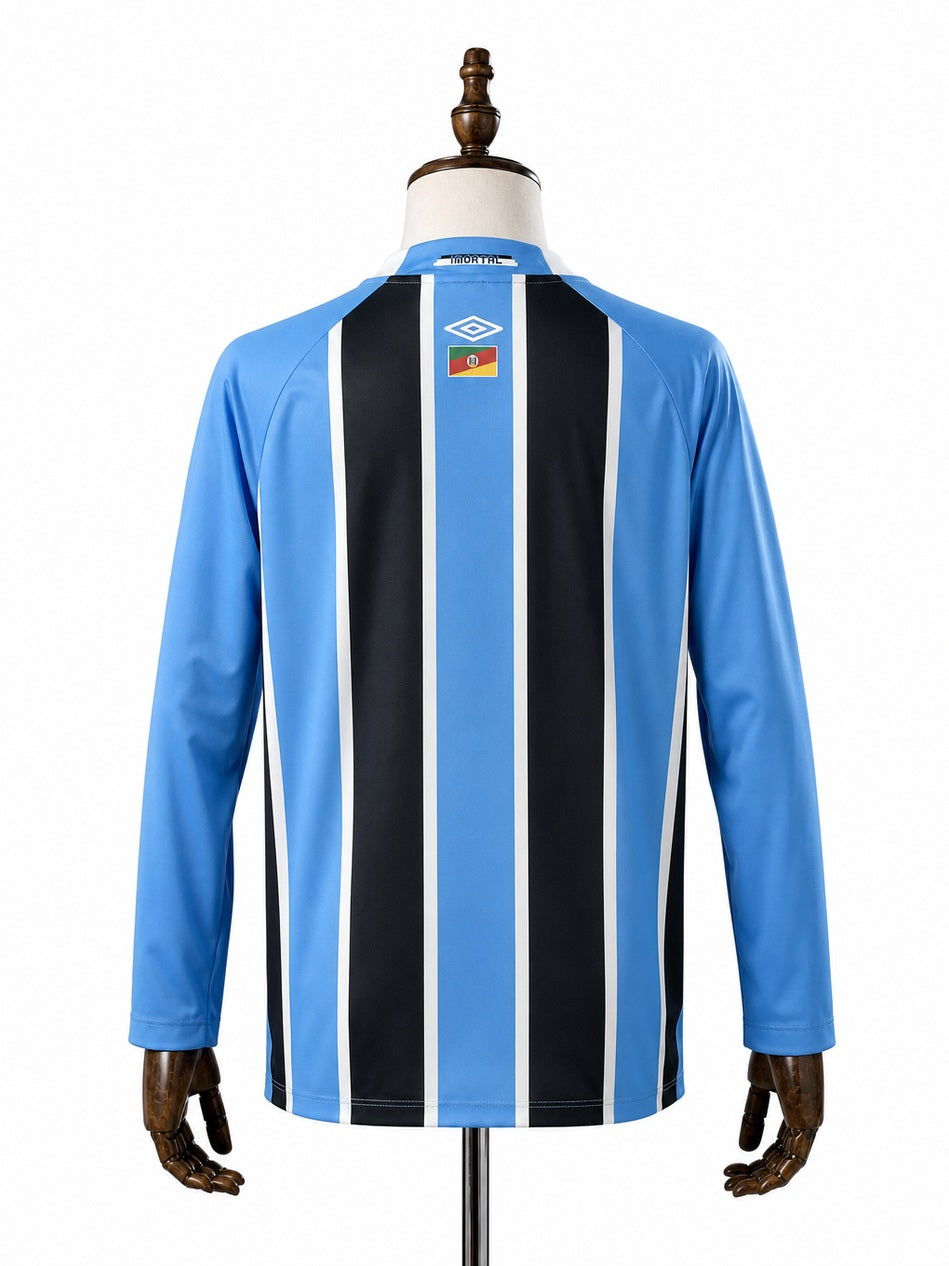 Grêmio Home Long Sleeve Jersey back wood mannequin white background