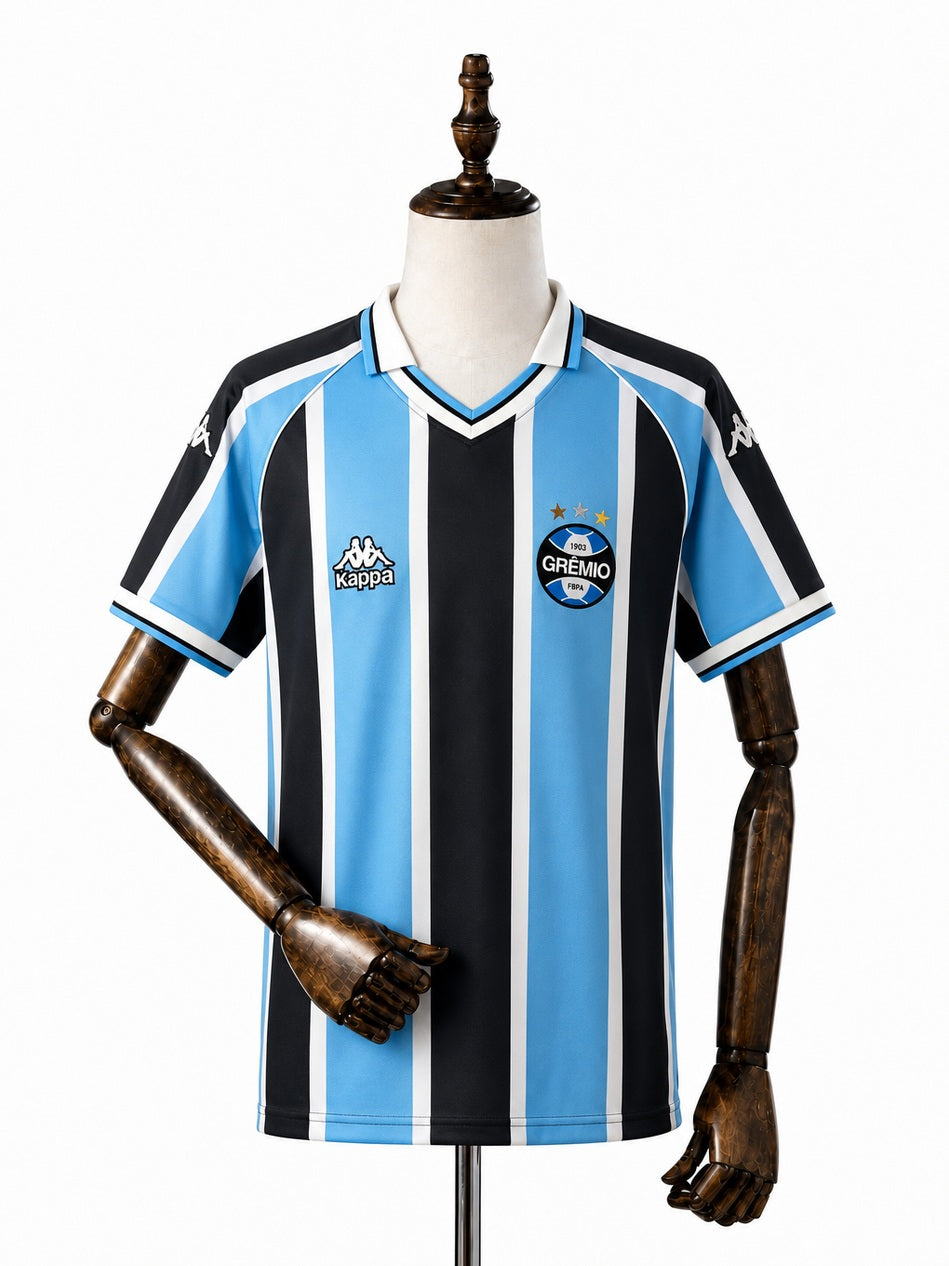 Grêmio home Retro Jersey front wood mannequin white background