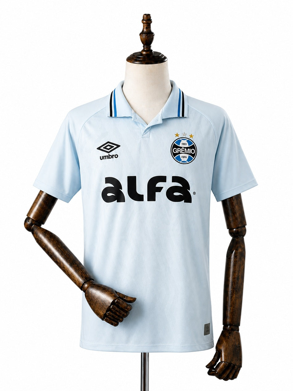 Grêmio third away Jersey front wood mannequin white background