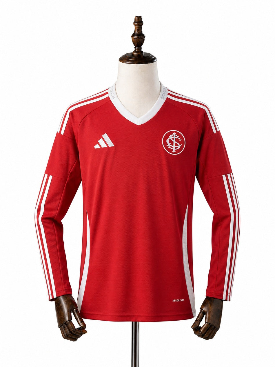 Internacional 2025 Brazil Internacional Home long sleeve Jersey front wood mannequin white background