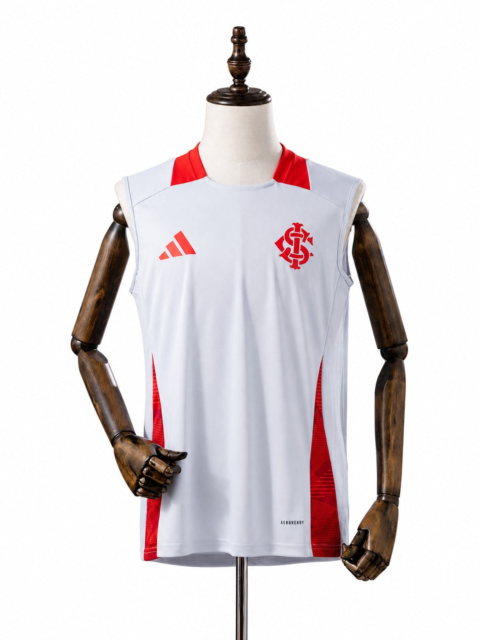 Internacional Training White Vest Sleeveless football jersey front wood mannequin white background